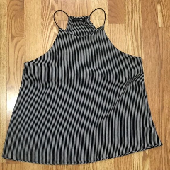 Paper moon gray/black striped halter blouse tank top - Picture 2 of 6
